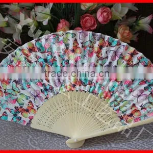 Popular Gift Bamboo Hand Fan With Fabric thumbnail-1
