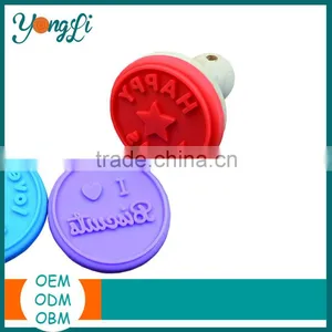 Biscuit Stamps - Non-stick Cookie Stamp Silicone Wood Stamp Handle thumbnail-1