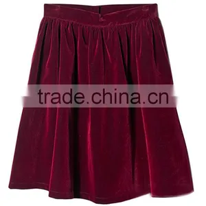OEM Service High Quality Pleated Red Velvet Skirt thumbnail-4