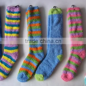 Strip Women Chenille Socks With Non Slip Dots Fuzzy Socks thumbnail-2