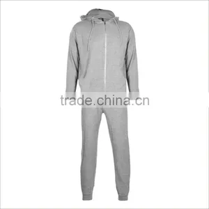 Guangzhou Custom Embroidery Logo and Print Grey Cotton Mens Tracksuit thumbnail-1
