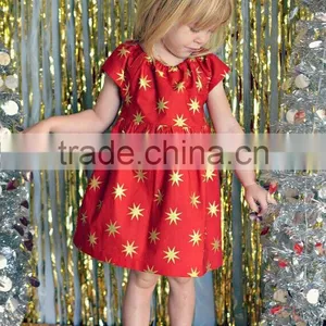 Little Girls Red Gold Stars Baby 4th of July Memorial Day Dress thumbnail-3