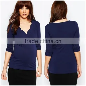 Comfortable Fashion Short Sleeve Knitted Fabric Maternity Clothes thumbnail-1