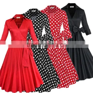 Walson Z&M 2016 Retro 50s Prom Dress Cheap Vintage Long Sleeved Polka Dots Swing Jive Dress Rockabilly Prom Dress 50s thumbnail-1