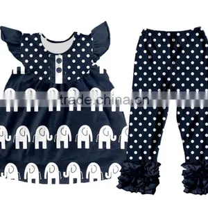 2017 New Styles Kids Outfit Arrow Printing Tunic Pearl and Shorts Outfit thumbnail-1