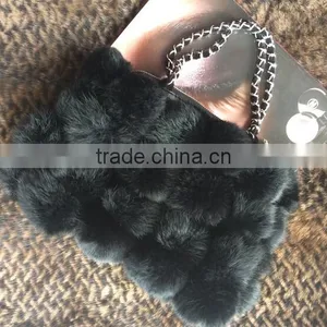 2016 New Design Rabbit Fur Pom Pom Bag/Wholesale And Retail/Fast Shipping/Super Quality thumbnail-2