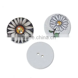 Wood Sewing Buttons Scrapbooking 2 Holes Round At Random Flower Pattern 20mm Dia thumbnail-3