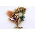 House Interior Venetian Mask Wall Decor Unique With Orange Lace , Hand-made thumbnail-1