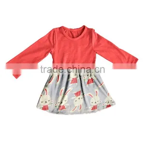Adorable Long Sleeve Easter Bunny Toddler Baby Girls Kids Party Dresses Wholesale Children's Boutique Clothing thumbnail-2