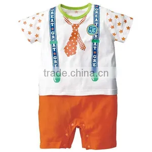 Summer New Design Five-pointed Star Short Sleeve Baby Romper With Necktie thumbnail-3