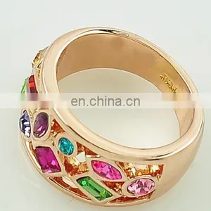 Fashion Thumb Forefinger Middle Finger Rings for Men Women Unisex With Austrian Crystal Gold Plated thumbnail-6