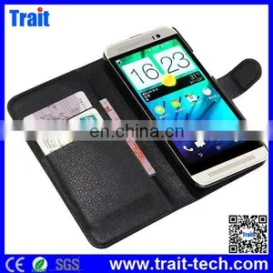 Cheap Wallet Style Magnetic Flip Stand PC PU Leather Case for HTC One (E8) Ace thumbnail-2