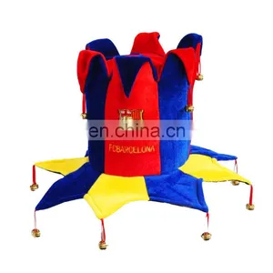 MCH-1193 Party Carnival Funny Velvet Wholesale Adult Red Blue Yellow Joker Hat With Bells thumbnail-1