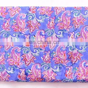 Indian New Hand Block Cotton Fabric Crafting Dressmaking Sewing Fabric By Meter thumbnail-3