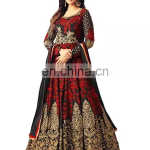 Stylish Attractive Wedding Party Wear Anarkali Gown Style Suits 2018 (Semi-Stitched) thumbnail-1