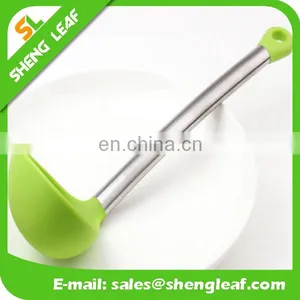Silicone Large Ladle Green Stainless Steel Handle Spoon Scoop thumbnail-2