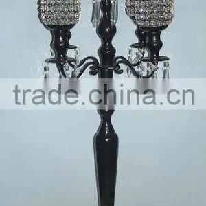 Wedding Candelabra, 9 Crystal Ball Candelabra With Hanging Crystals In Chrome Finish thumbnail-3