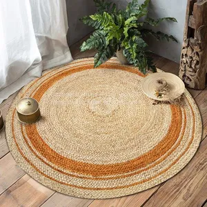 Hand Made Jute Carpet Braided Round Rug With High Quality thumbnail-1
