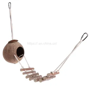 Natural Coconut Bird House Parrots Parakeet Conures Cockatiel Multi Species Applied Humming Outdoor Coconut Shell Bird House thumbnail-1