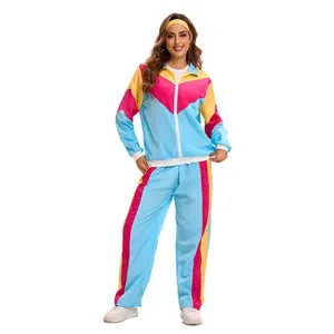 Men Costume Hip Hop Disco Tracksuit Sets 80s Shell Suit Party 90s Costumes Cosplay Dress thumbnail-1