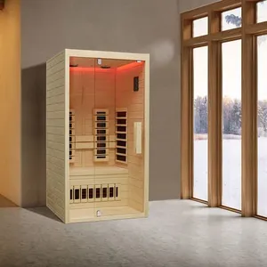 Modern 2 Person Panoramic Glass Relaxation Sauna Room Outdoor Villa, Dry Steam Red Cedar Solid Wood thumbnail-4