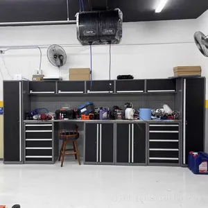 New Design Heavy-Duty Garage Combination Tool Cabinets Workshop Metal Workbench With Drawers Tool Cart With Tools thumbnail-3