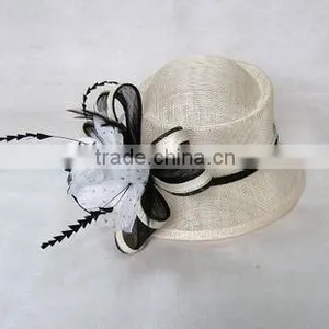 Elegant Sinamay Wedding Hat With Flower Decoration thumbnail-1