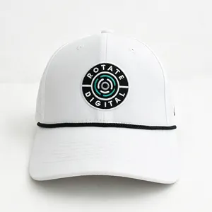 Wholesale Baseball Caps Custom Embroidery 6-Panel Golf Hats With Rope thumbnail-2