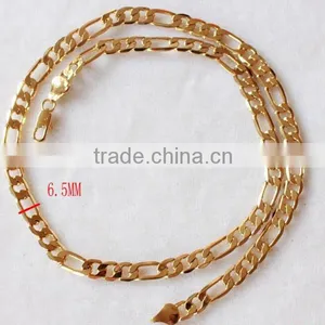 Antiqued Brass Bulk Chain, Figaro Links Brass Chain With 18k Gold Plated Sold By The Foot thumbnail-1