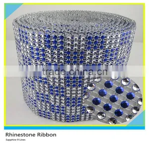 Dress Decoration Rhinestone Mesh Ribbon Pink Flower 24 Rows Plastic Mesh Trim 10 Yards thumbnail-2