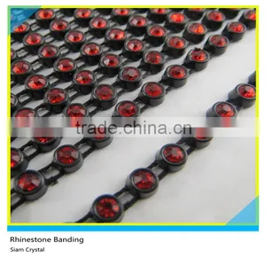 Plastic Cup Rhinestone Sew on Ss10 3mm Crystal White Black Banding 1x180 Pcs 10 Yards thumbnail-3