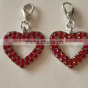 Wholesale Zinc Alloy Metal Heart Shape Charm Rhinestone Heart Pendant thumbnail-1