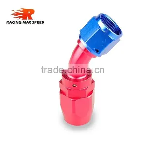 Aluminum Oil Cooler Fitting 45 Degree Resuable Fuel Line Hose End Fitting Adaptor Blue and Red 40-045-08 thumbnail-4