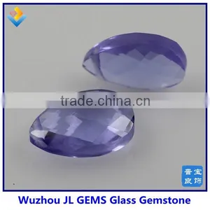 Synthetic Drill Double Facet Cut Pear Shape Amethyst Crystal Glass Gemstone thumbnail-1