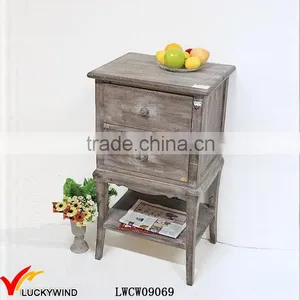 Solid Wood Handmade Wood Small Cabinet With 2 Zinc Drawers thumbnail-2