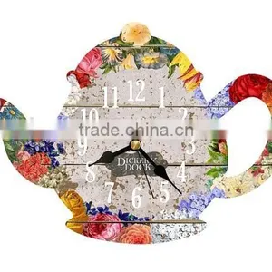 New Design Teapot Style Home Decotive Wooden Wall Clock thumbnail-1