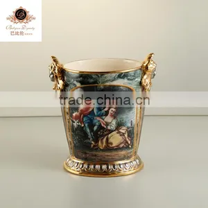 Hand Painting Home Decoration Big Marble Green Ceramic Flower Vase,porcelain Vase thumbnail-3