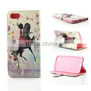 Stand Leather Case for Iphone 7 With Wallet Happiness Girl Design thumbnail-5