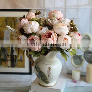 High Quality Artificial Flowers Vintage Peony Silk Flower Single Artificial Peony Wedding Flowers thumbnail-3