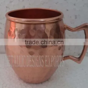 Copper Moscow Mule Barrel Hammered Mug With Brass Handle 8 Oz thumbnail-1