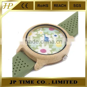 Bamboo Wooden Watch Cloth Dial Soft Silicone Band Garment Watches as Pastoralism thumbnail-6