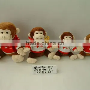 6.5"/8"/10.5" Beautiful Customized Soft Plush Stuffed Monkey Toy With Embroidered T-shirt for Valentine Day thumbnail-1