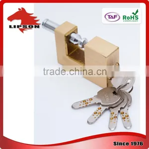 Lipson LS-200K Series Hardened Steel Shackle Kaba Key Rectangular Brass Padlock thumbnail-1