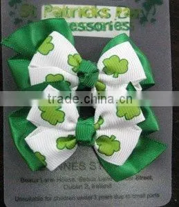 St. Patrick's Day Bows Cheap 100% Human Hair Clip in Hair Extension thumbnail-1