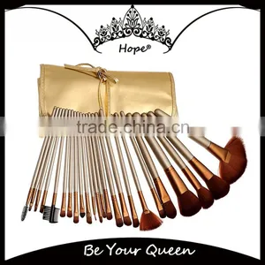 New Arrival 24pcs Gold PU Leather Aluminum Ferrule Brush thumbnail-1