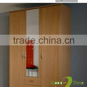 3 Door Modern Melamine Wardrobe With Mirror Design thumbnail-1