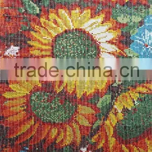 Sunflower Les Tournesols Vitreous Glass Mosiac Tile Wall Mural Patten thumbnail-1