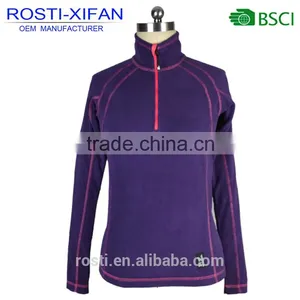 Women Running Outerwear Micro Polar Soft Shell Fleece Shirt Pullover With Half Zip thumbnail-1
