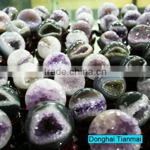 Wholesale Small Amethyst Geode Ball for Sale / Amethyst Open Smile Geode for Gifts thumbnail-1