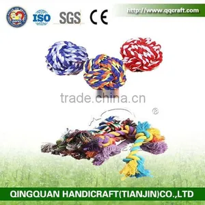 QingQ Factory Flossy Chews Cottonblend Color 3-Knot Rope Tug Dog Rope Toy thumbnail-1